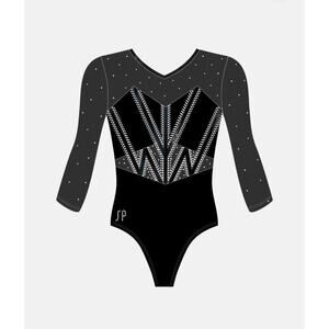 Sylvia P Black Rhinestone Mesh Competition Leotard Child 10